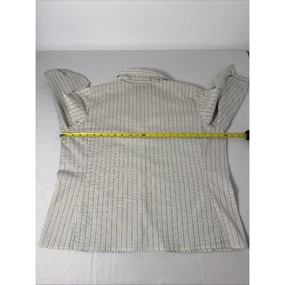 WORTHINGTON WOMEN'S TOP BLUE WHITE SIZE 1X STRETCH BUTTON UP BLOUSE 3/4 SLEEVE - Picture 9 of 11